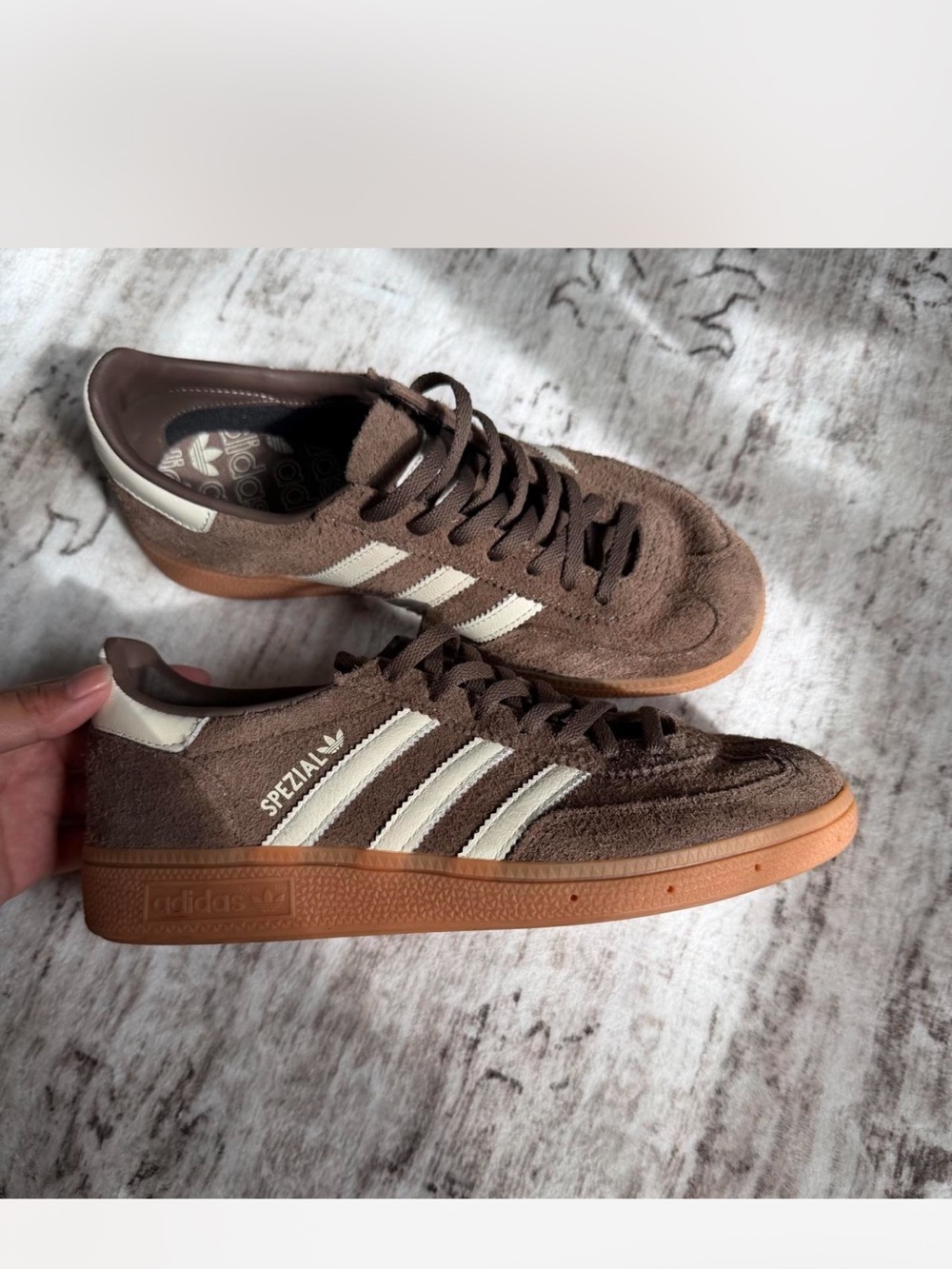 adidas Spezial Brown Suede Sneakers with Cream Stripes